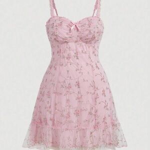 Pink Floral Mini Dress